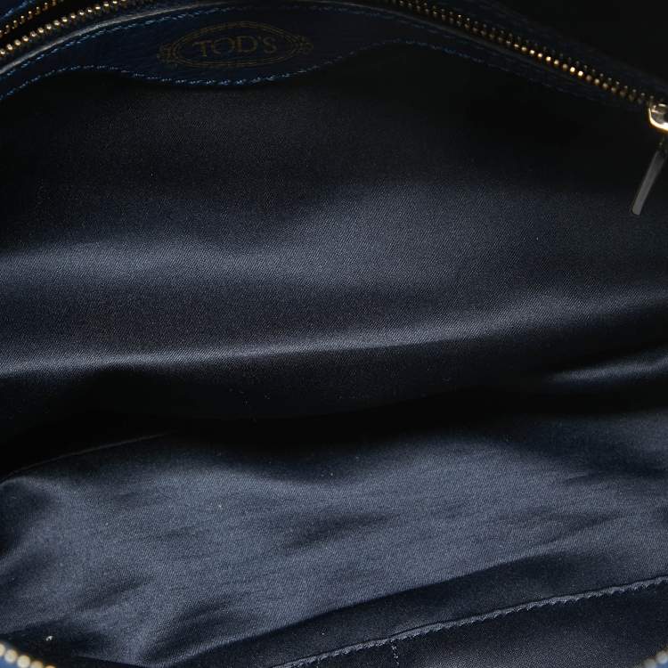 Pre Owned Tod's Blue Leather D-Cube Double Zip Tote