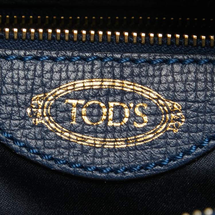 Pre Owned Tod's Blue Leather D-Cube Double Zip Tote