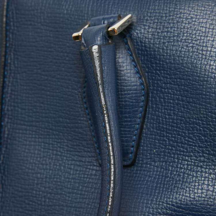 Pre Owned Tod's Blue Leather D-Cube Double Zip Tote