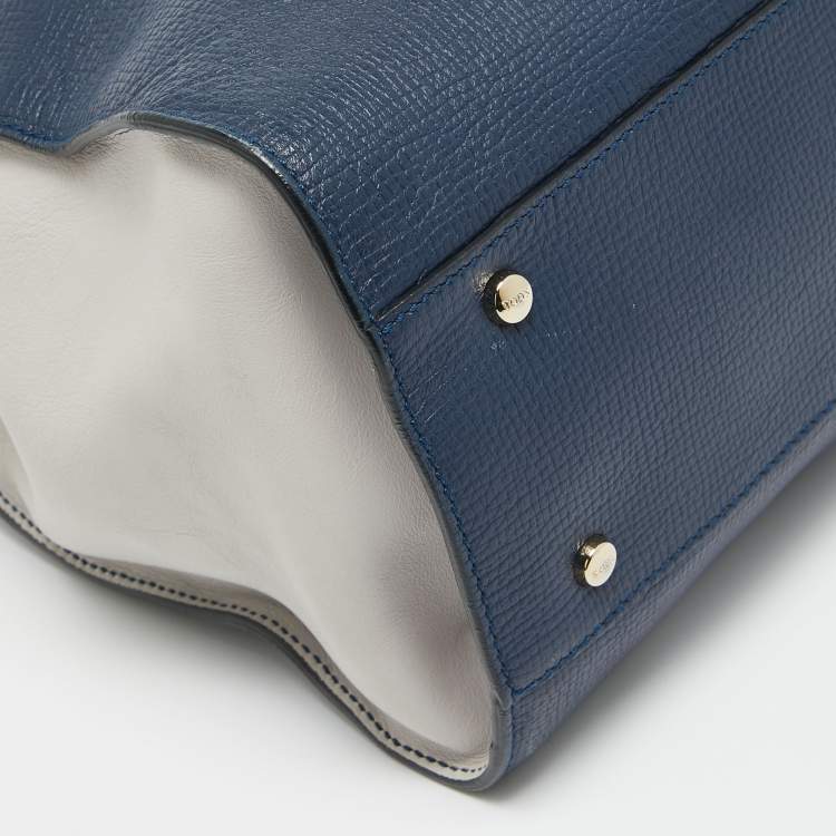 Pre Owned Tod's Blue Leather D-Cube Double Zip Tote