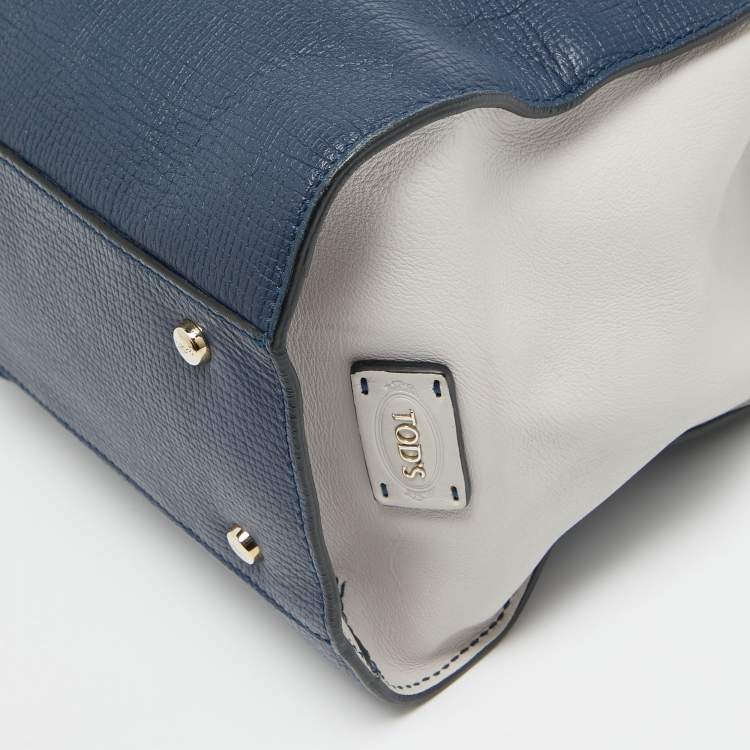 Pre Owned Tod's Blue Leather D-Cube Double Zip Tote
