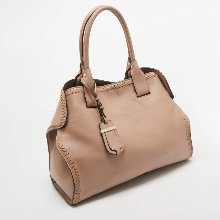 Pre Owned Tod's Rose Poudre Leather Cape Tote