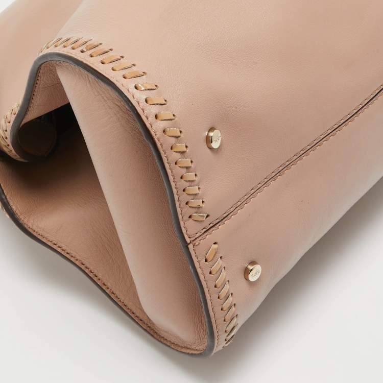 Pre Owned Tod's Rose Poudre Leather Cape Tote