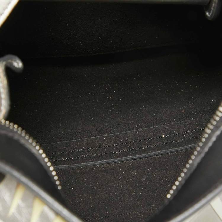 Pre Owned Tod's Metallic Grey/White Leather Wave Laser Top Handle Bag