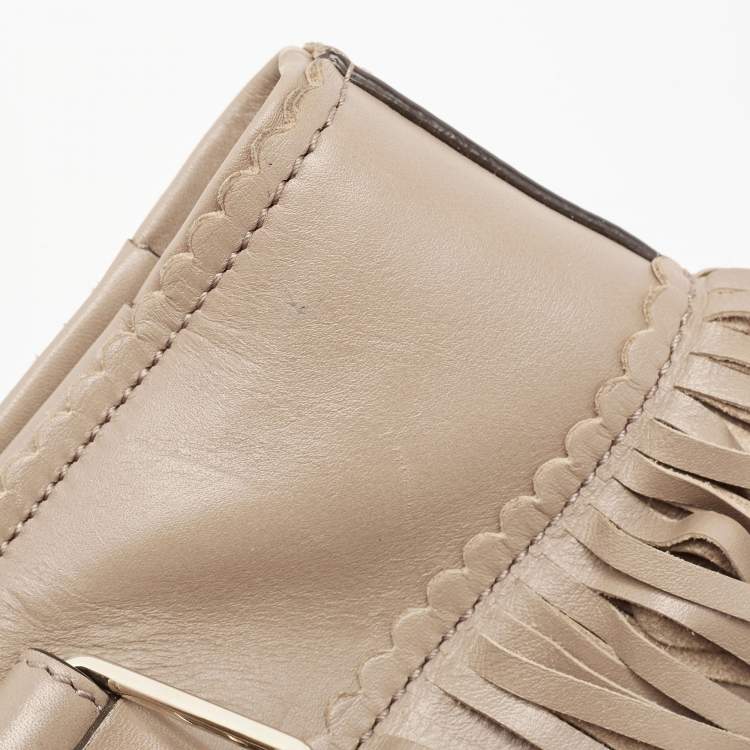 Pre Owned Tod's Beige Leather Fringe Tote