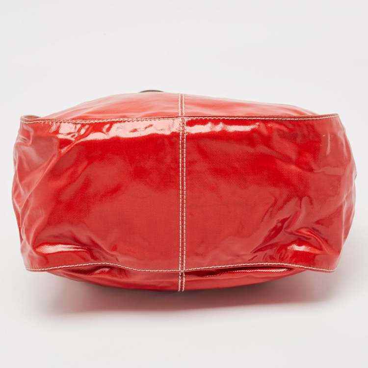 Pre Owned Tod's Red Patent and Leathre G Sacca Piccola Hobo