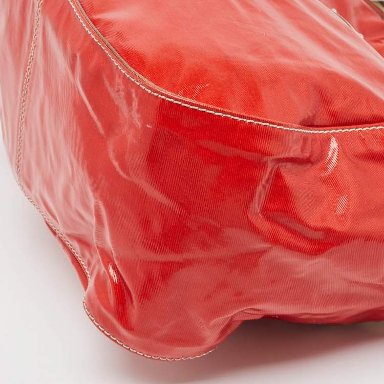 Pre Owned Tod's Red Patent and Leathre G Sacca Piccola Hobo