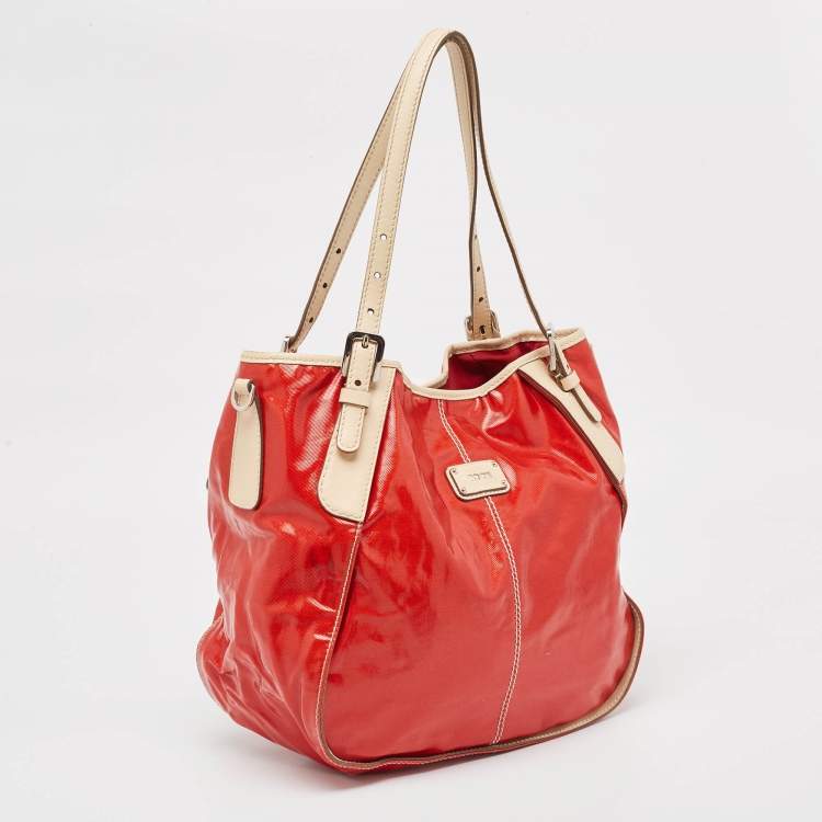 Pre Owned Tod's Red Patent and Leathre G Sacca Piccola Hobo