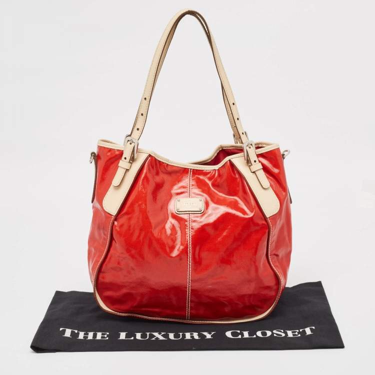 Pre Owned Tod's Red Patent and Leathre G Sacca Piccola Hobo
