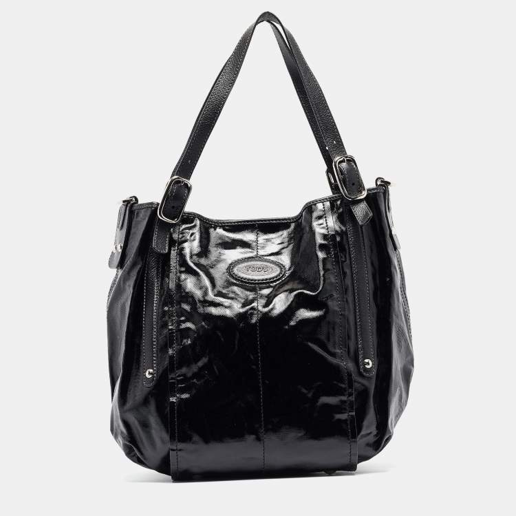 مملوكة مسبقًا Tod's Black Coated Canvas G-Line Easy Sacca Tote