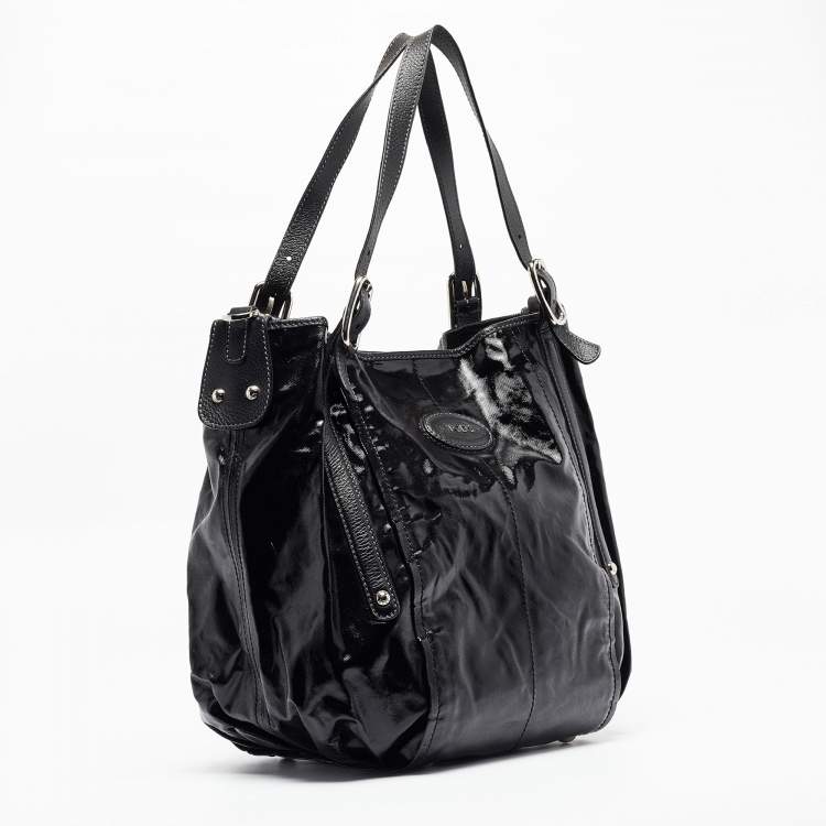 مملوكة مسبقًا Tod's Black Coated Canvas G-Line Easy Sacca Tote