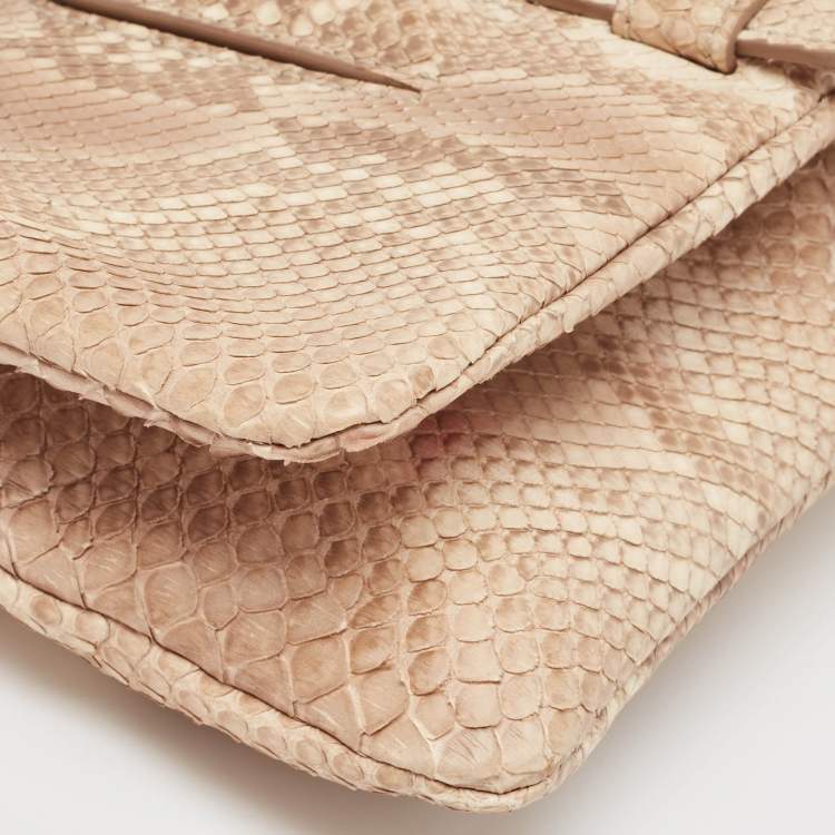Pre Owned Tod's Beige Python Lucy Clutch