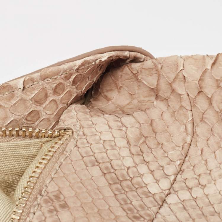 Pre Owned Tod's Beige Python Lucy Clutch
