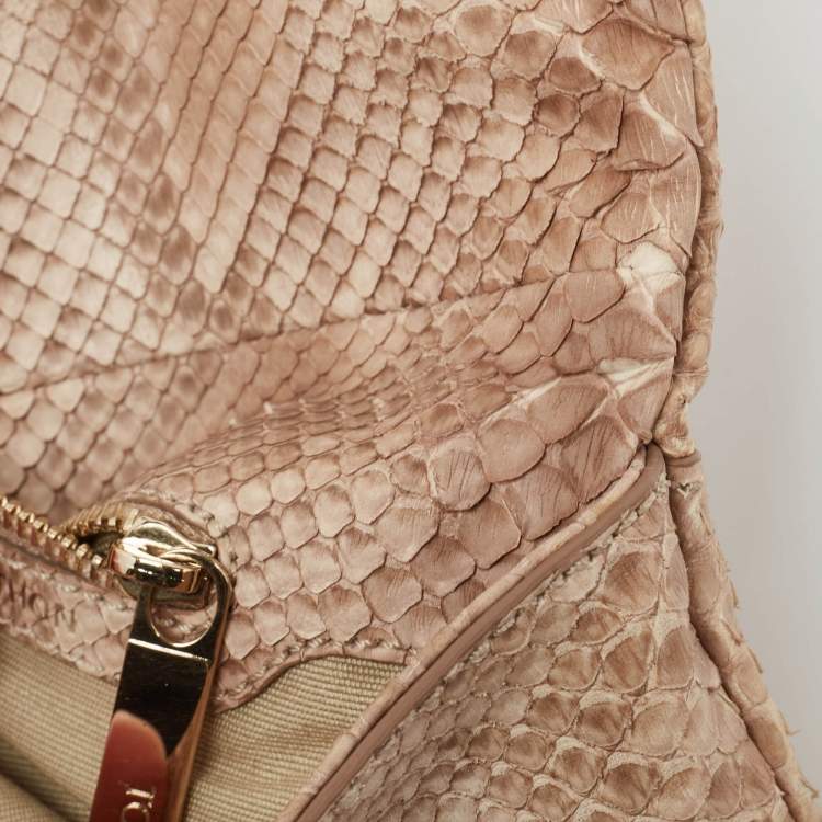 Pre Owned Tod's Beige Python Lucy Clutch