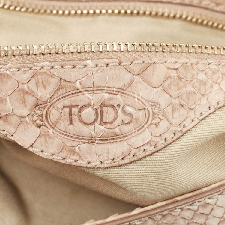 Pre Owned Tod's Beige Python Lucy Clutch