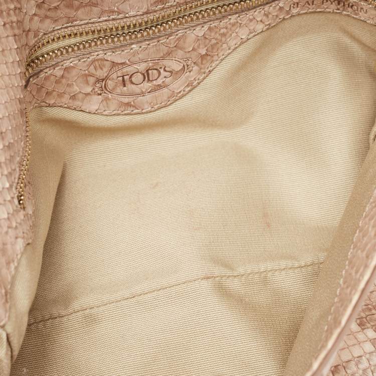 Pre Owned Tod's Beige Python Lucy Clutch