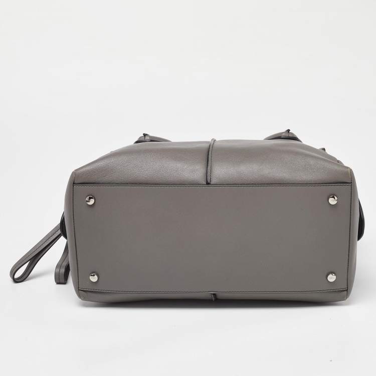 Pre Owned Tod's Grey Leather D-Styling Bauletto Medio Satchel