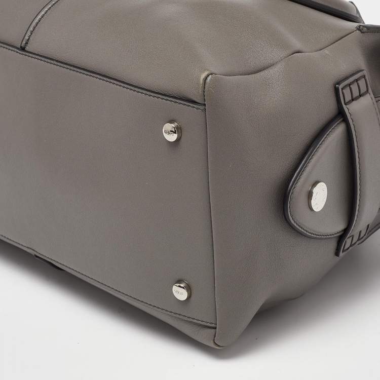Pre Owned Tod's Grey Leather D-Styling Bauletto Medio Satchel