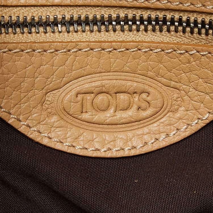 Pre Owned Tod's Beige Leather Side Pocket Hobo