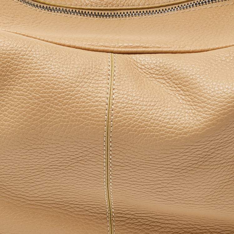 Pre Owned Tod's Beige Leather Side Pocket Hobo