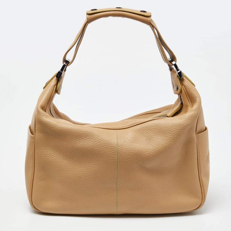 Pre Owned Tod's Beige Leather Side Pocket Hobo
