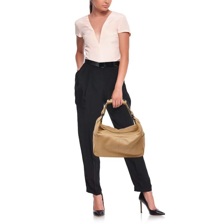 Pre Owned Tod's Beige Leather Side Pocket Hobo