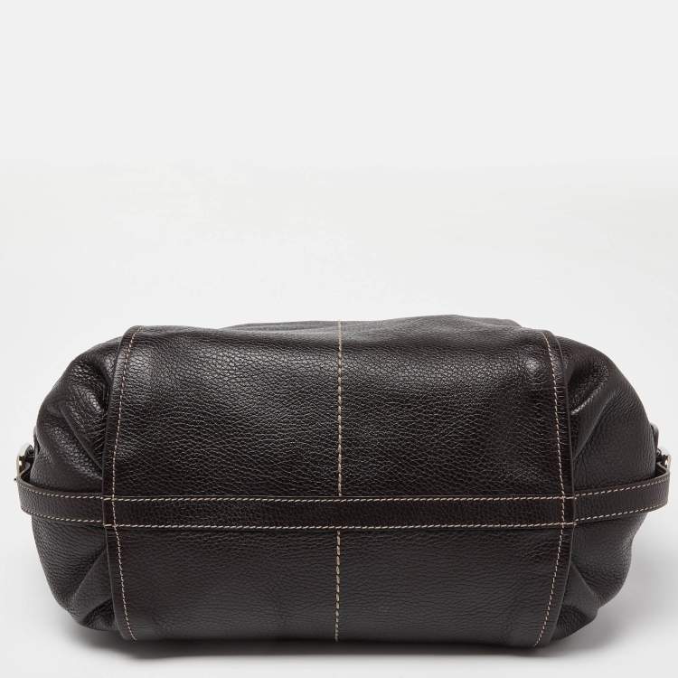 Pre Owned Tod's Dark Brown Leather Side Buckle Hobo
