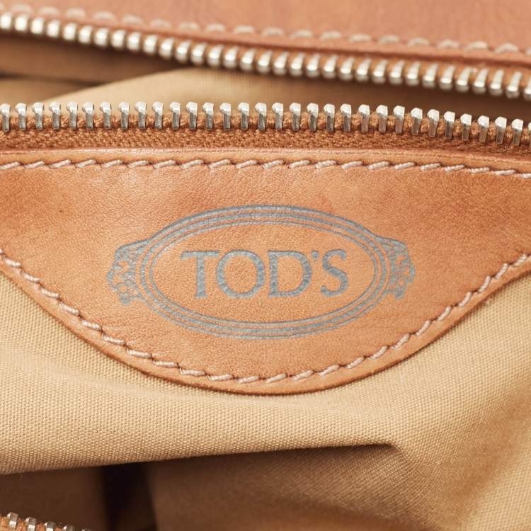 Pre Owned Tod's Brown Leather Took Tracolla Media Hobo 