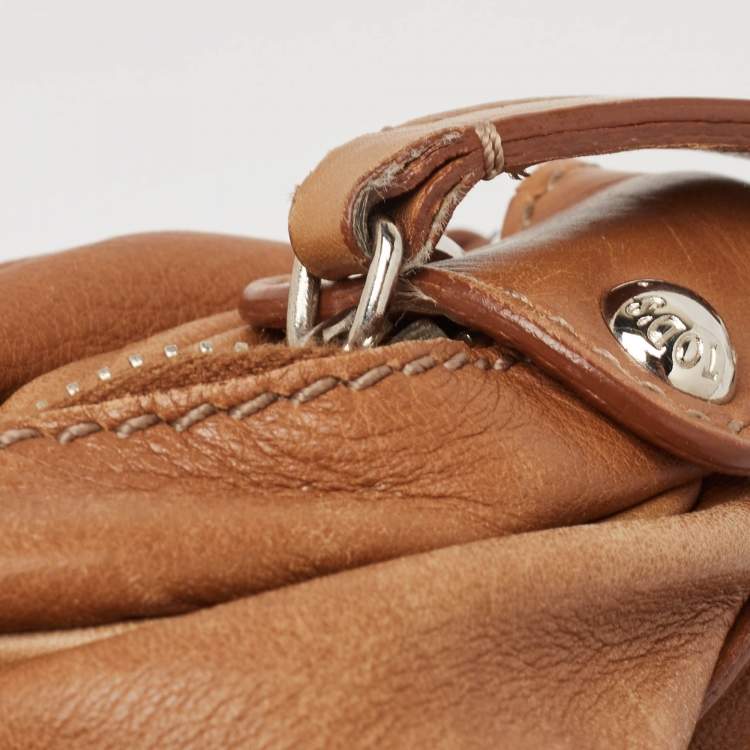 Pre Owned Tod's Brown Leather Took Tracolla Media Hobo 