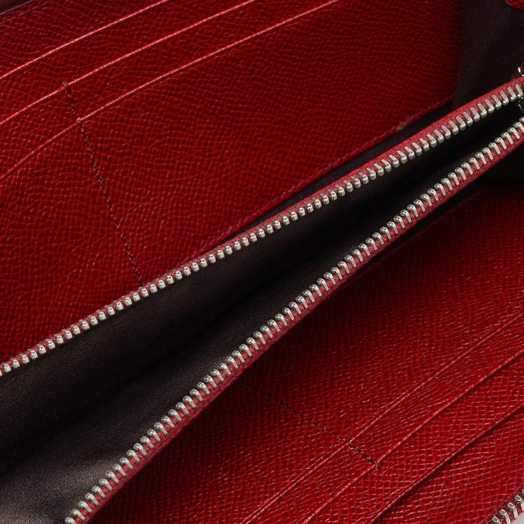Pre Owned Tod's Red Leather Zip Around Wallet