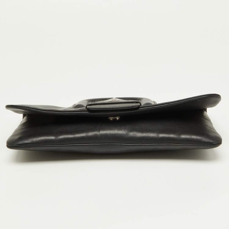 Pre Owned Tod's Black Leather Lucy Flap Clutch