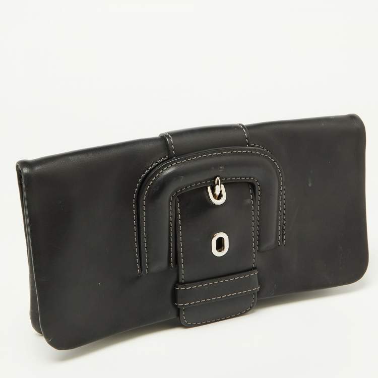 Pre Owned Tod's Black Leather Lucy Flap Clutch