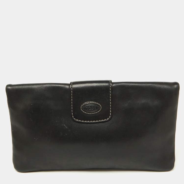 Pre Owned Tod's Black Leather Lucy Flap Clutch
