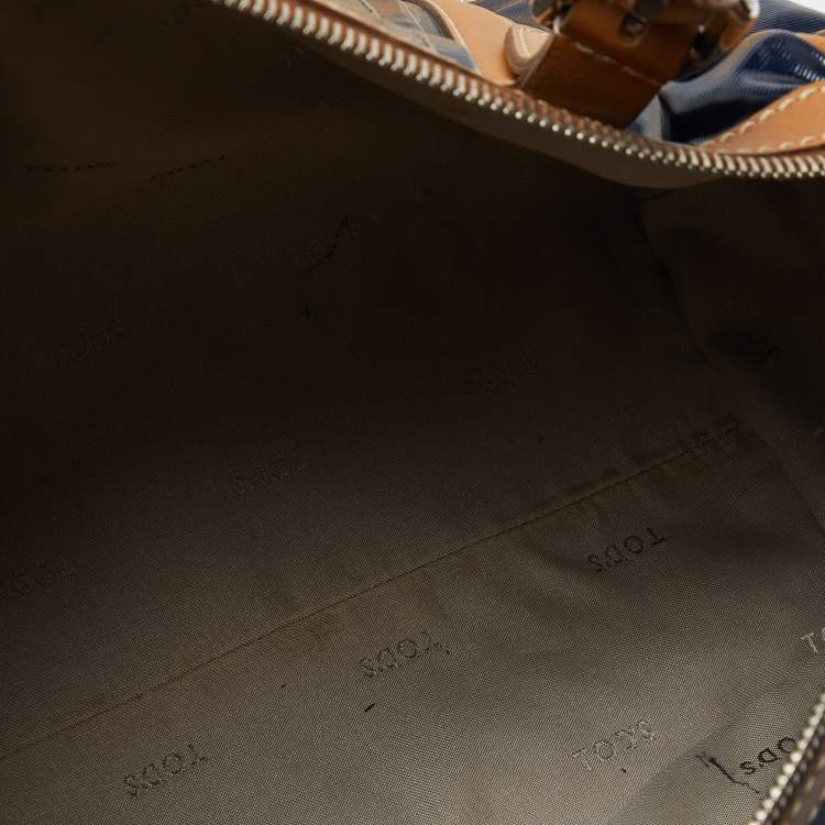 Pre Owned Tod’s Navy Blue/BrownCoated Canvas and Leather G-Bag Easy Sacca Satchel