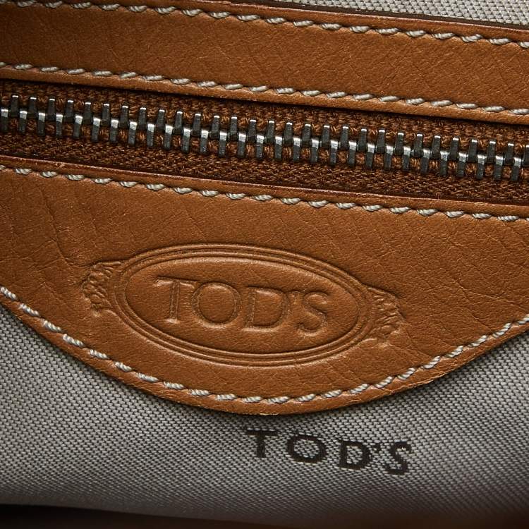 Pre Owned Tod’s Navy Blue/BrownCoated Canvas and Leather G-Bag Easy Sacca Satchel