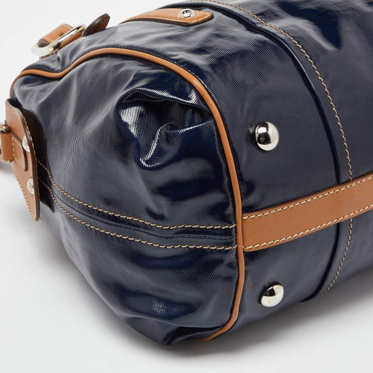 Pre Owned Tod’s Navy Blue/BrownCoated Canvas and Leather G-Bag Easy Sacca Satchel
