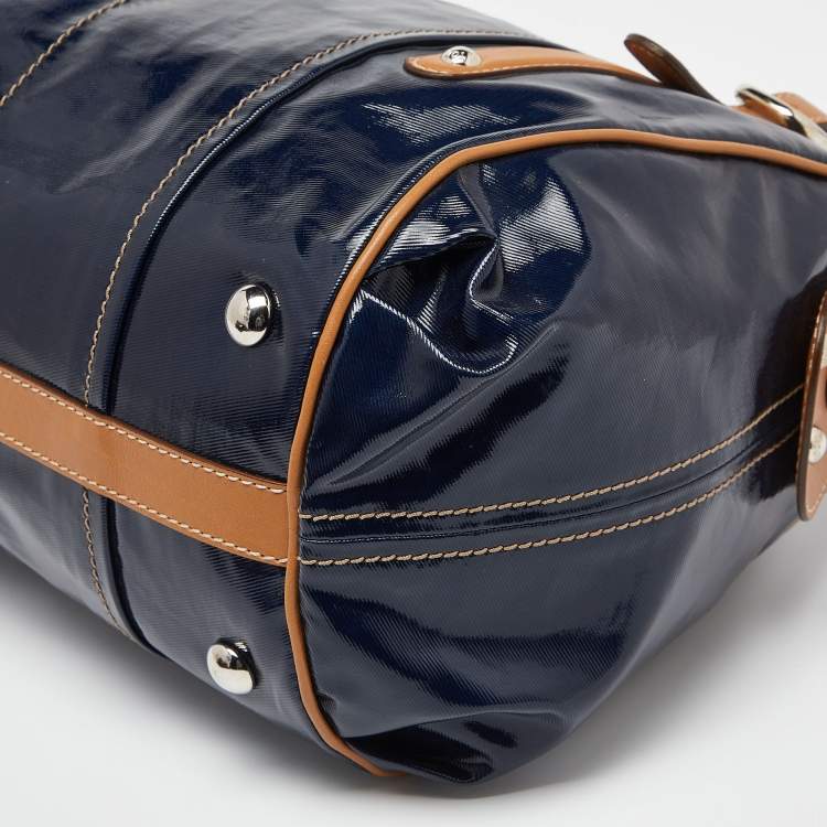 Pre Owned Tod’s Navy Blue/BrownCoated Canvas and Leather G-Bag Easy Sacca Satchel