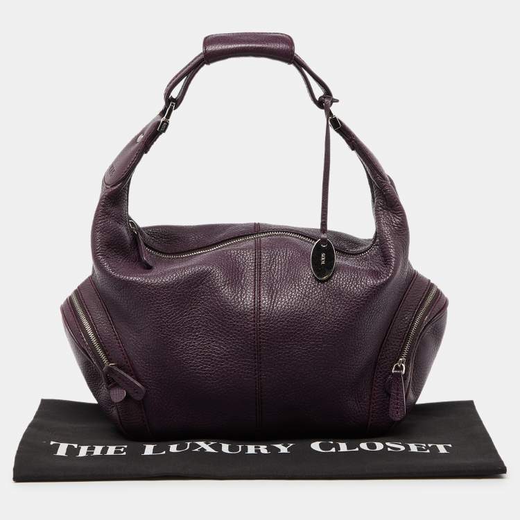 Pre Owned Tod's Purple Leather Charlotte Hobo