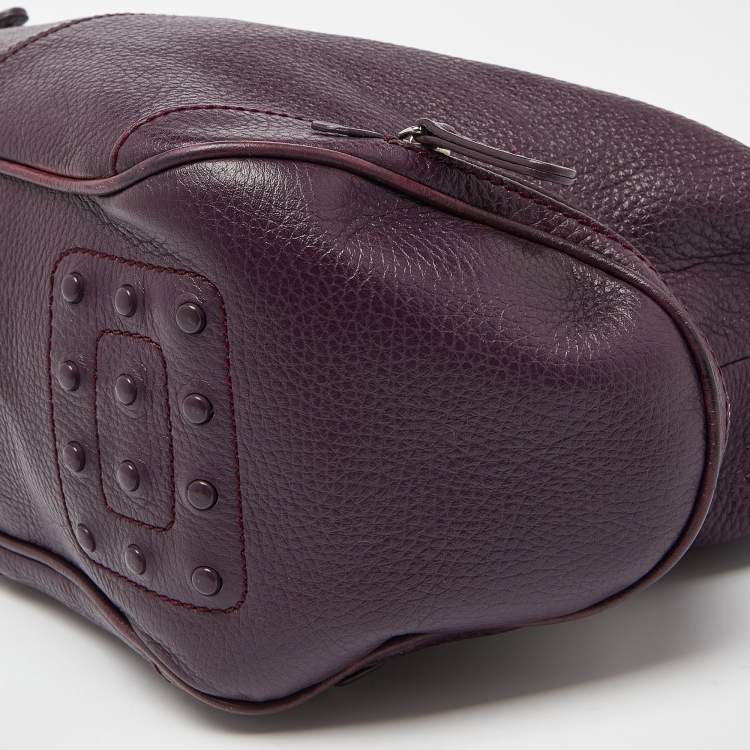 Pre Owned Tod's Purple Leather Charlotte Hobo