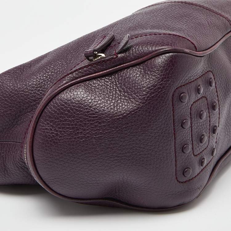 Pre Owned Tod's Purple Leather Charlotte Hobo