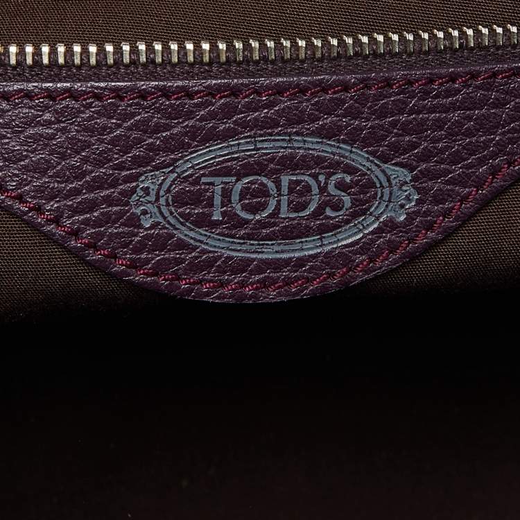 Pre Owned Tod's Purple Leather Charlotte Hobo