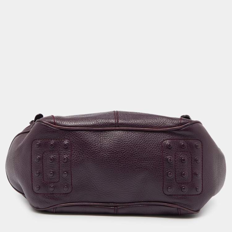 Pre Owned Tod's Purple Leather Charlotte Hobo