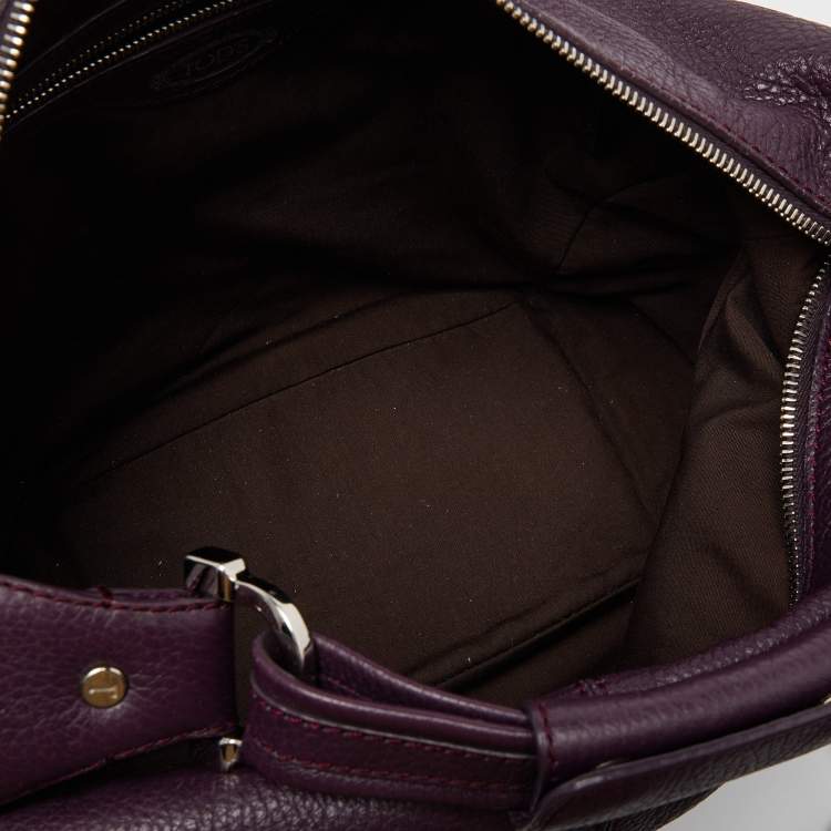 Pre Owned Tod's Purple Leather Charlotte Hobo