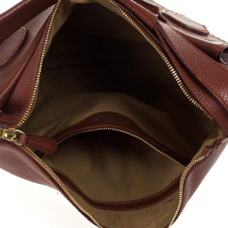Pre Owned Tod's Brown Leather Benji Sacca Hobo