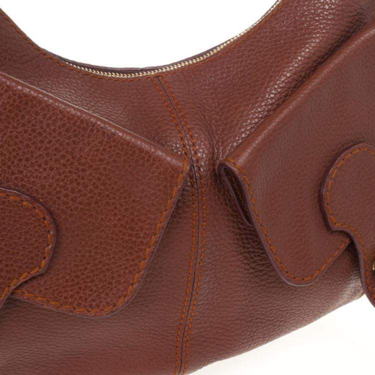 Pre Owned Tod's Brown Leather Benji Sacca Hobo