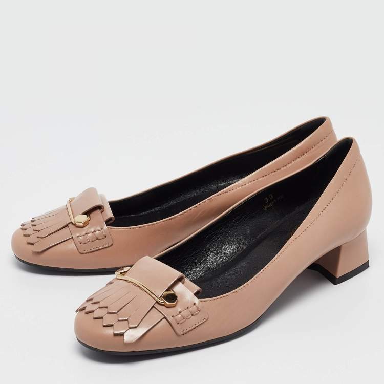 Tod's Beige Leather Fringe Detail Loafer Pumps Size 39 Tod's Tod's Beige Leather Fringe Detail Loafer Pumps Size 39 Tod's