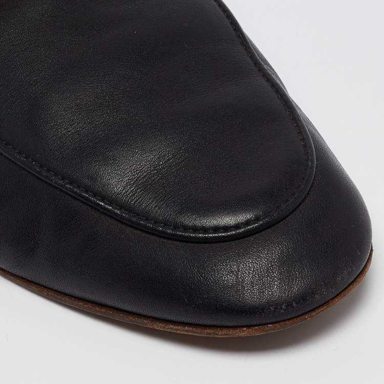 Pre Owned Tod's Black Leather Slip On Mules Size 37.5 