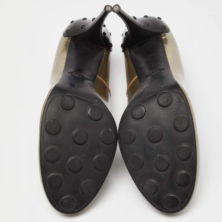 Pre Owned Tod's Metallic Leather Round Toe Pumps Size 40