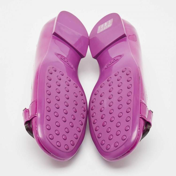 Pre Owned Tod's Purple Patent Leather Gomma Ballet Flats Size 36.5