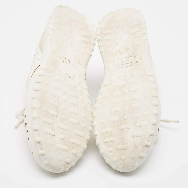Pre Owned Tod's White Leather Lace Up Sneakers Size 36